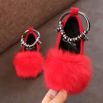 

2020 New Fur Flower Bow Little Girls Dress Princess Party Shoe For Toddler Wedding Shoes Baby Kids Leather Shoe 1 2 3 4 5 6 Year