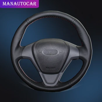 

Car Braid On The Steering Wheel Cover for Ford Fiesta 2008-2013 Ecosport 2013-2016 Interior Accessories DIY Auto Covers Styling