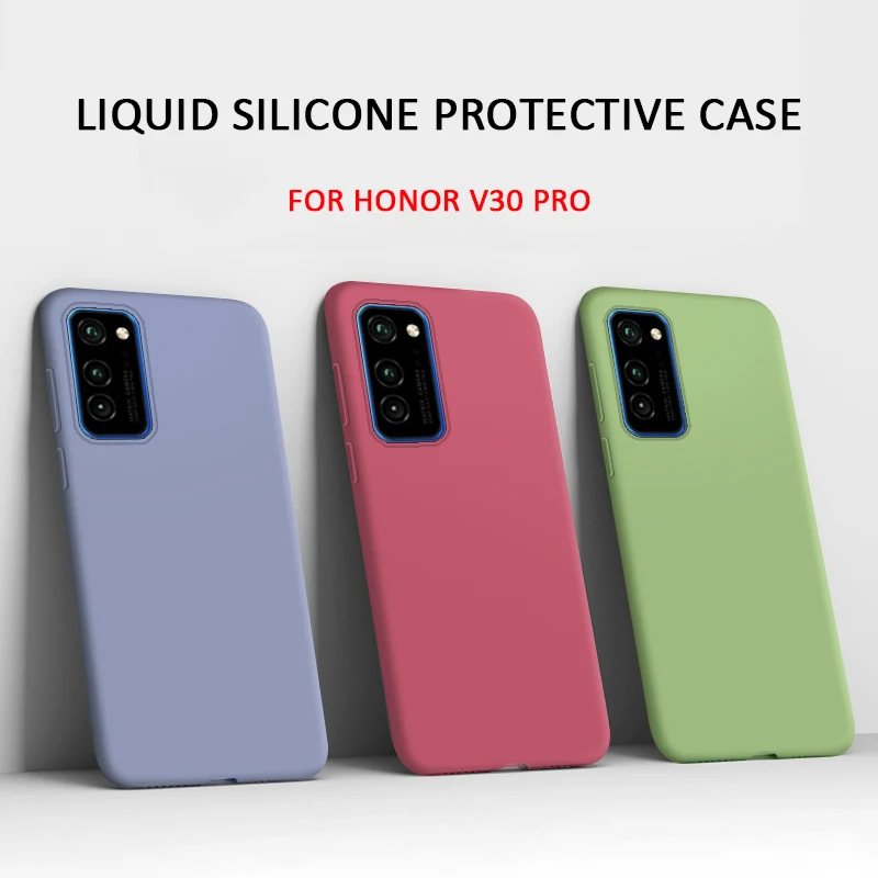 Liquid Silicone Case On For Honor V30 9X 20 Pro V10 8X 10i 10 lite 20i Huawei P30 P20 Mate 30 Nova 6 6SE |