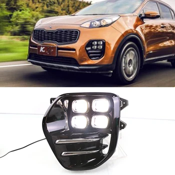 

Car Flashing 2Pcs Car LED For KIA Sportage KX5 2016 2017 2018 DRL Daytime Running Lights Daylight With Fog Lamp Light Cover