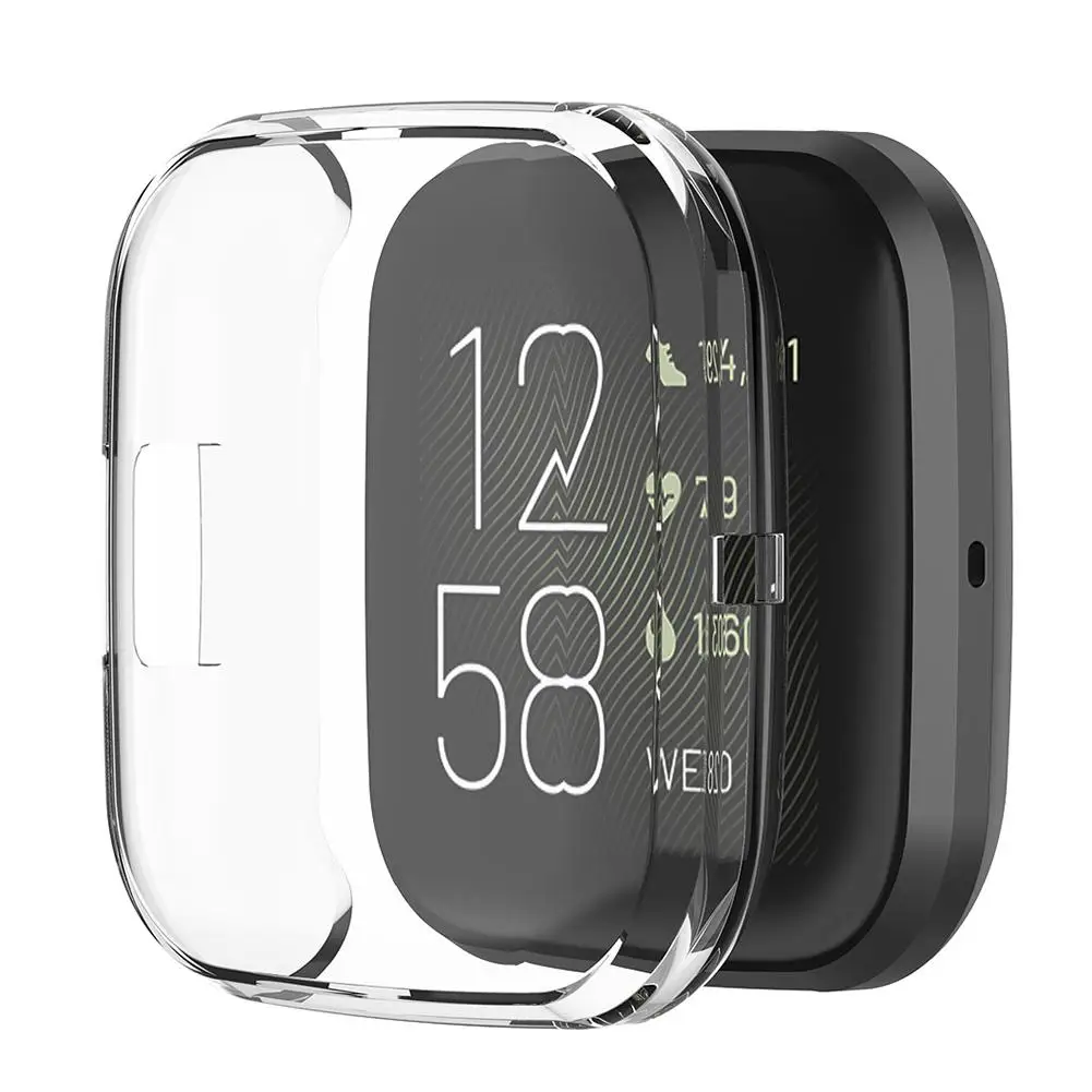 Ультра-тонкий мягкий, из ТПУ, защитный чехол для Fitbit Versa 2 Smart Watch полный охват защитный чехол Силиконовые серьги чехлы