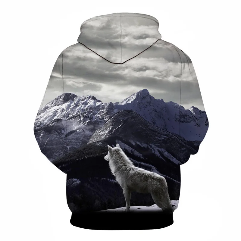 Lobo 3D dos homens Impresso Hoodies, Moletom