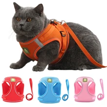 Reflective Puppy Cat Harness Vest With Walking Lea