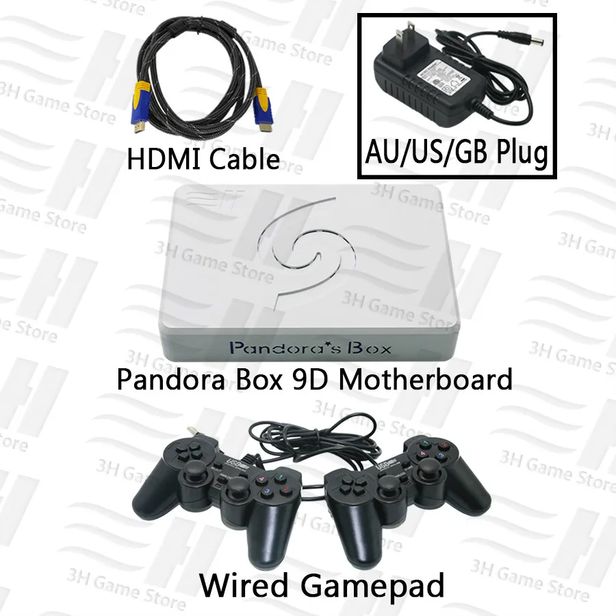 Pandora Box 9D 2500 В 1 Материнская плата 2 игрока проводной геймпад и беспроводной геймпад набор Usb подключение джойстика есть 3D игры Tekken - Цвет: 9d wired GB US AU