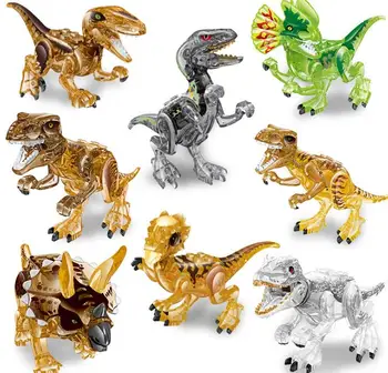

8Pcs/set Dinosaur Crystal Building Blocks Tyrannosaurus Indominus I-Rex World Brutal Raptor Bricks Toys Gift For Children