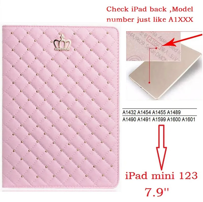 7," Роскошная корона Coque для iPad mini 2 3 Smart Case A1432 A1454 A1490 магнитная искусственная кожа для iPad mini 2 mini 3 Чехол-подставка - Цвет: mini123 Pink