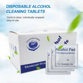 

100pcs Cotton Pad Portable Alcohol Prep Pads Swab Disinfection Wipes 70% Alcohol Disinfection Wipes Clean Wet Wipes TSLM1