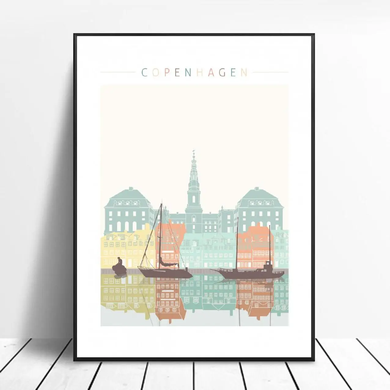 Copenhair Skyline холст печать стеновое искусство постер картина современный