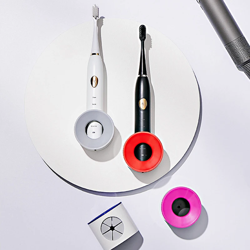 Soporte eléctrico para cepillos de dientes, estante de almacenamiento para cepillos de dientes, sin perforaciones, montado en la pared, para el hogar y el baño, 1 Uds.