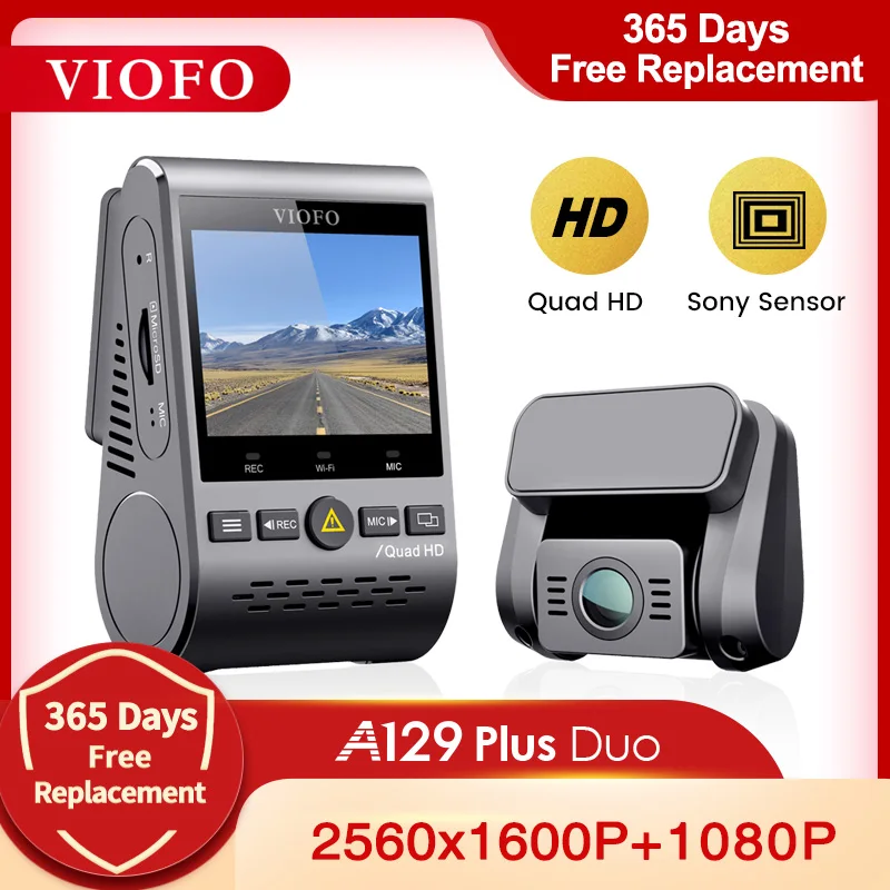 VIOFO A129 Plus Duo Автомобильный видеорегистратор с камерой заднего вида Quad HD ночное