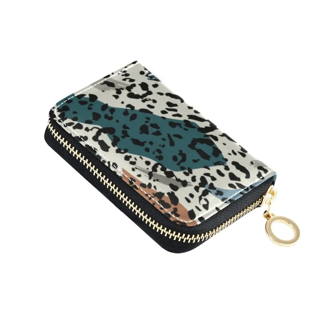 Women Leather Credit Card Holder Bank Purse Colorful Animal Leopard