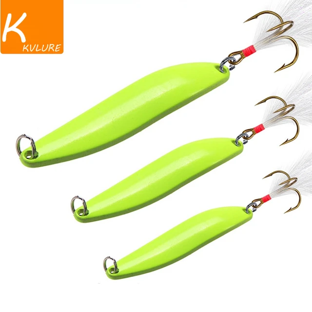 1Pcs Luminous Spinner Spoon Metal Lures 5g 7g 10g 13g Feather