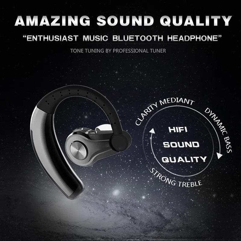 Wireless Bluetooth 4 1 Hansfree Earphone Stereo Sports Headset Single Ear Hook Headphone SP99