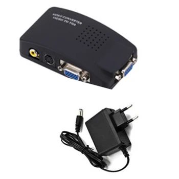 

AV to VGA Adapter RCA VGA Converter RCA Composite S-Video AV Input to PC VGA LCD Output Converter Switch Box-EU Plug
