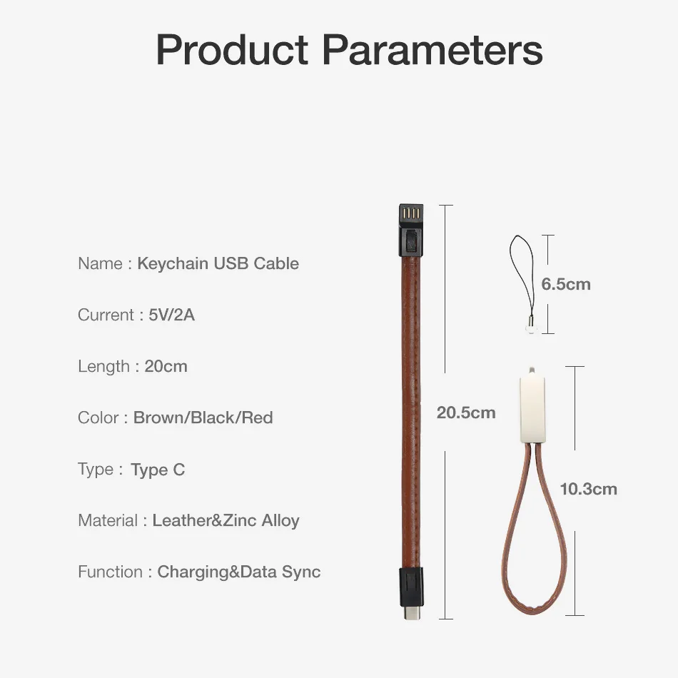Брелок USB кабель для iPhone для samsung S9 S8 Plus Мини Кожа type C USB кабели для телефонов 2A Быстрая зарядка данных для USB C кабель