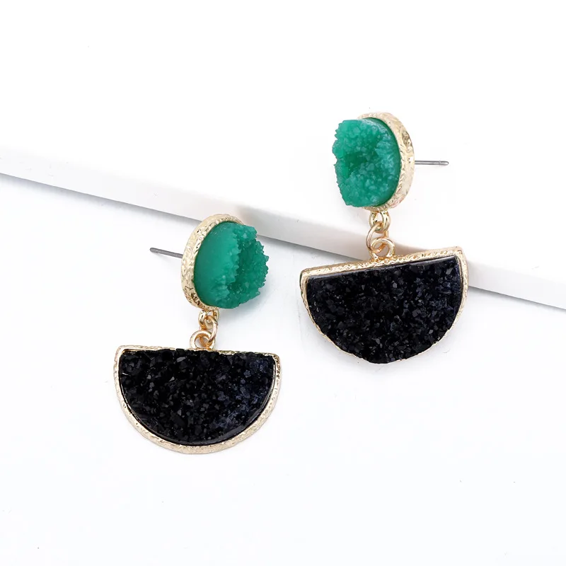 Bijoux Fancy Druzy Resin Earrings Big Geometric Drop Earrings For Women Jewelry Statement Pendientes Mujer Moda 2019 Ohrringe (20)