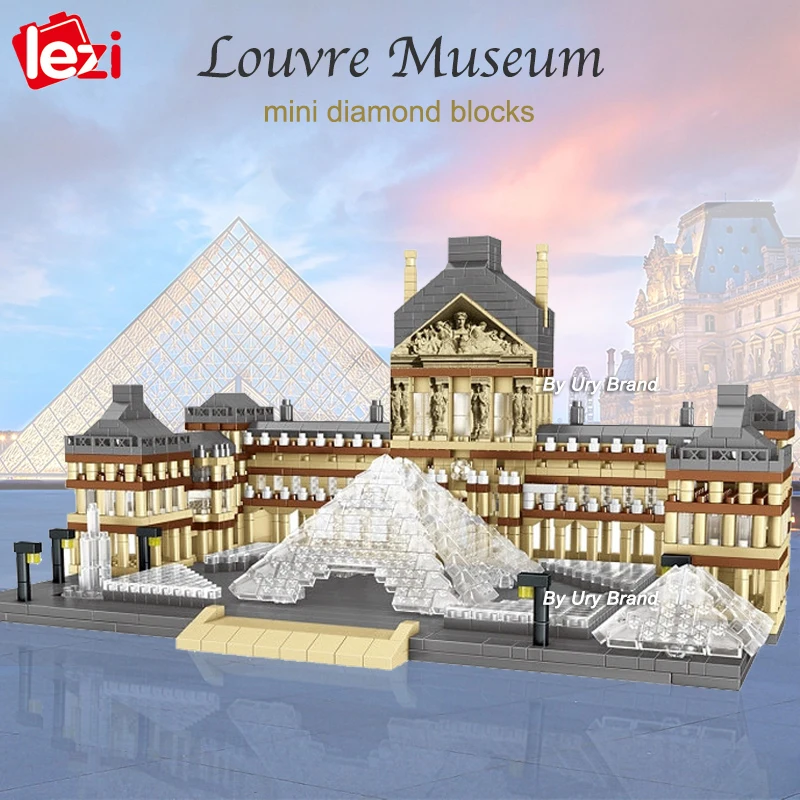 YZ 054 Bausteine Steine Weltberühmte Architektur Louvre Museum Micro OVP 1392PCS 