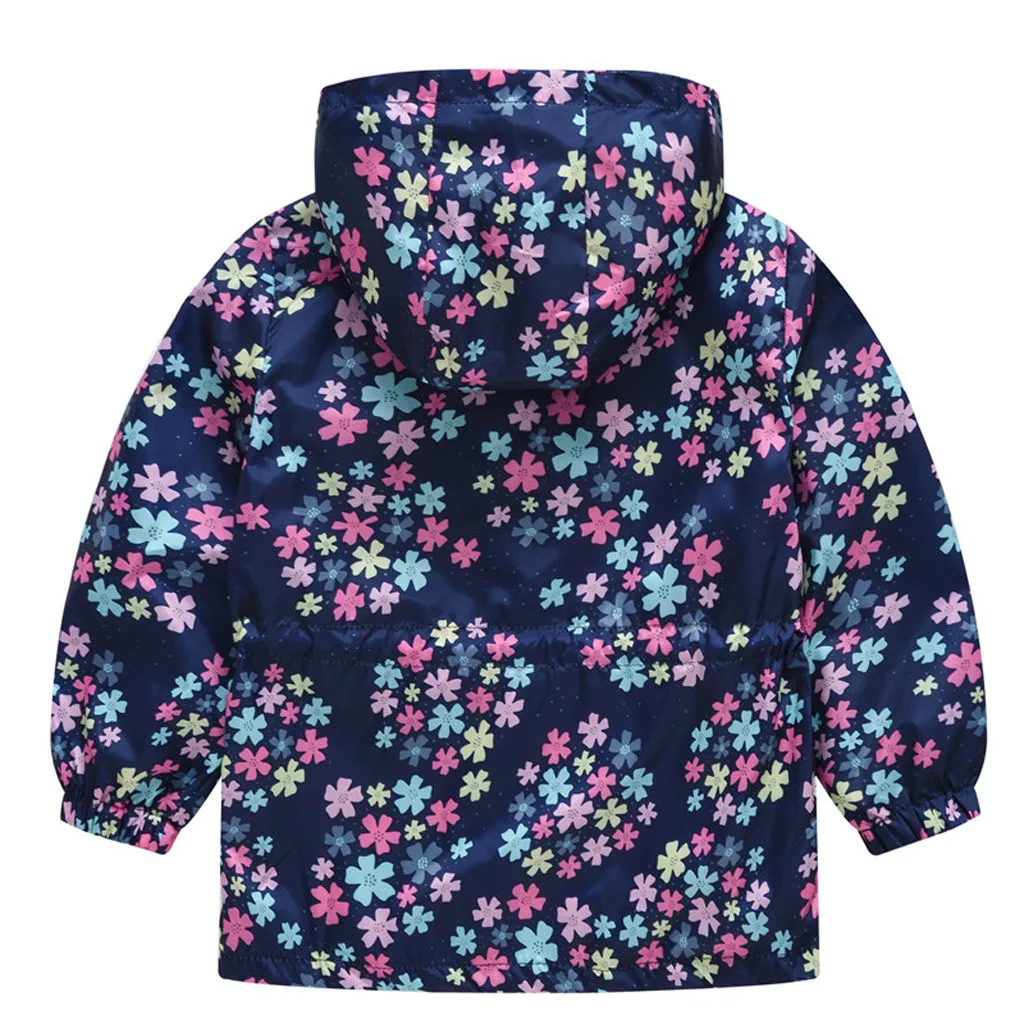 Модная детская куртка с цветочным принтом и звездами, верхняя одежда для детей 2, 3, 4, 5, 6, 7, 8 лет, пальто с капюшоном, Повседневная ветровка для девочек, одежда для мальчиков