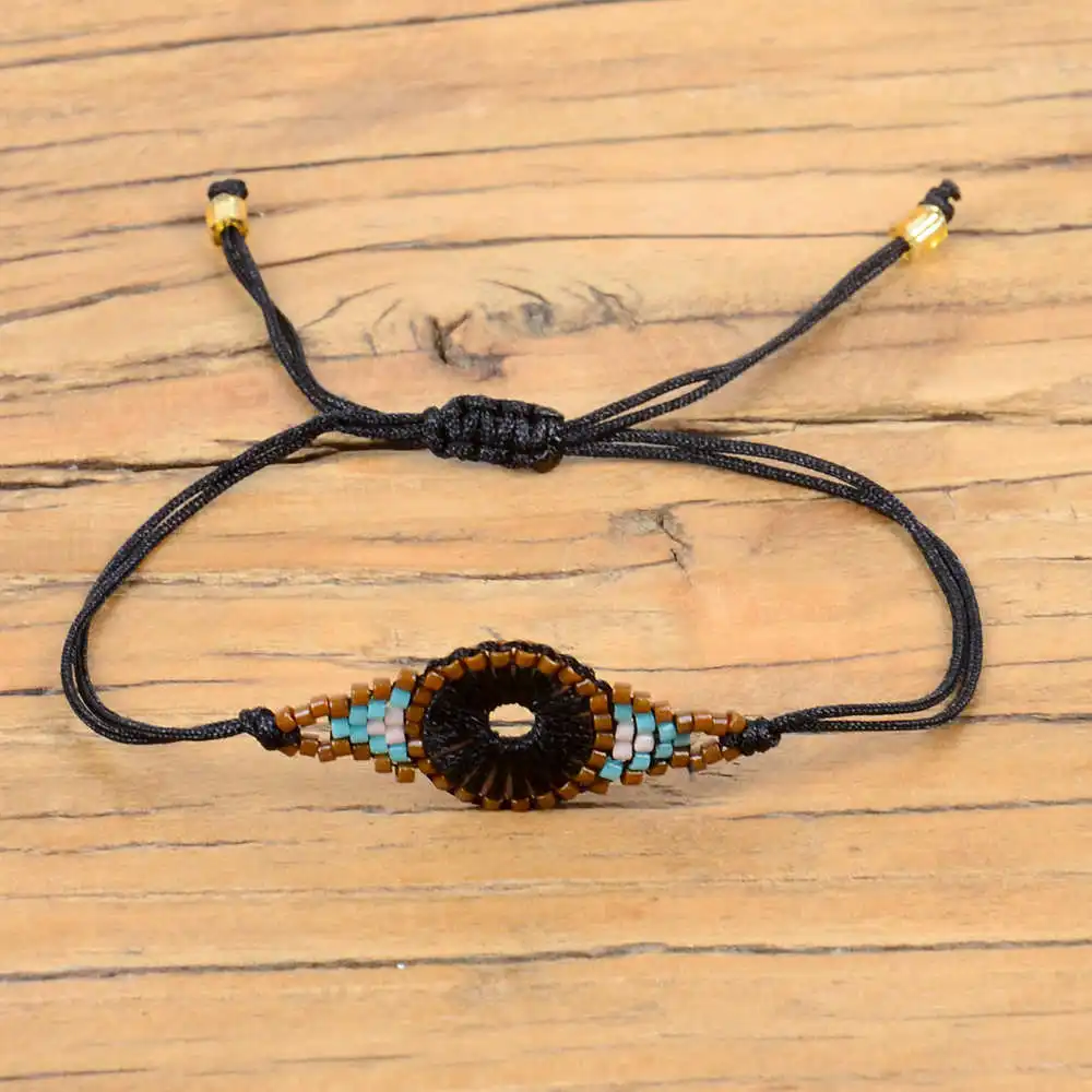Go2boho турецкий браслет Evil Eye для женщин Delica MIYUKI Браслеты Lucky Evil Eye Pulseras Mujer новые мексиканские ювелирные изделия ручной работы - Окраска металла: MI-B190291B