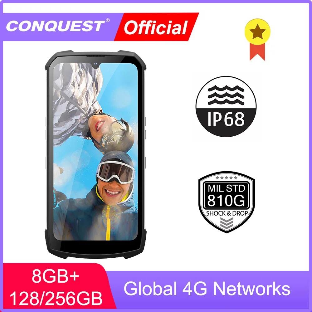CONQUEST S16 IP68 Shockproof Waterproof Rugged Smartphone Android Push Button Mobile Phones Cell Smart Phone Mobile Phones