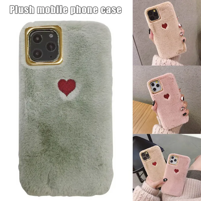Мобильный чехол для телефона, противоударный мягкий плюшевый чехол с сердечком для iPhone 11 Pro Max EM88