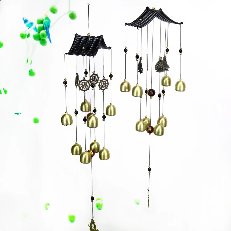 

Smooth Sailing Bless Retro Wind Chime Metal Copper Bell Wind Chime Retro Door And Window Hanging Decoration House Protection Bou