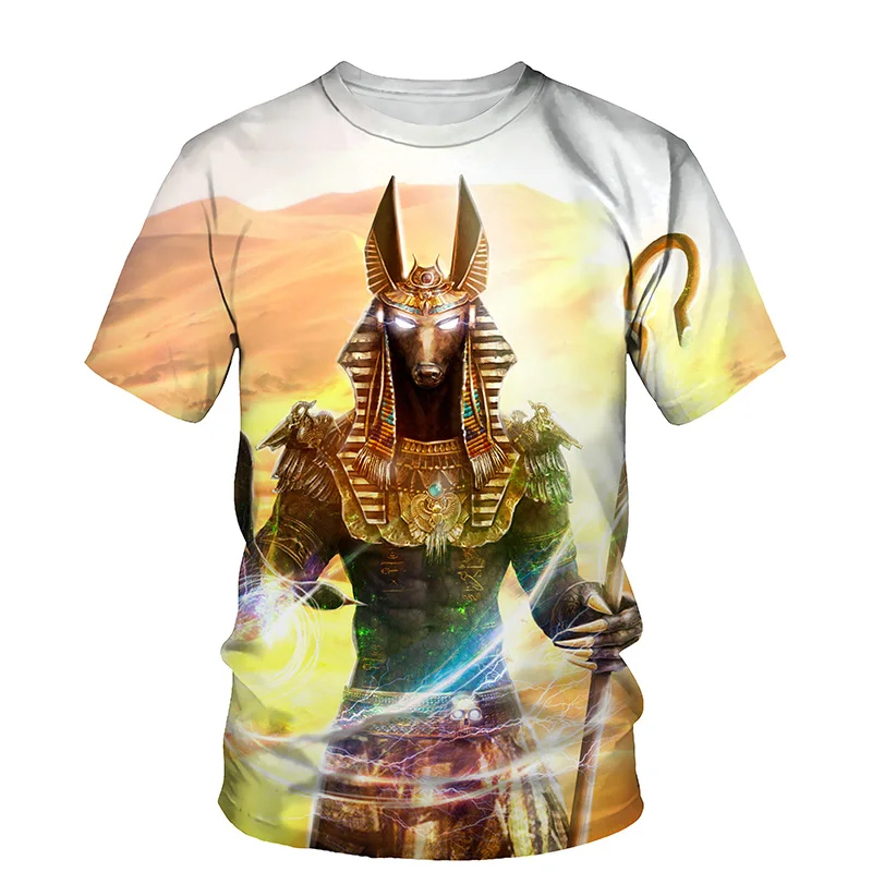 

Anubis 3D Print Men T-shirt 2021 Summer O Neck Short Sleeve Tees Tops Ancient Egypt Style Male Clothes Fashion Casual T-shirts