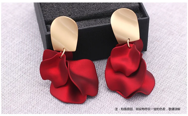 Aretes de mujer, современный стиль, дизайн, большие красные лепестки роз, серьги с кисточками, тренд, темперамент, летние корейские серьги для женщин - Окраска металла: 7