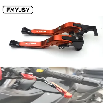 

Laser Engraved Logo Blue&Titanium CNC Folding Extendable Motorcycle Brake Clutch Levers For Yamaha TDM 900 2012 2013 2014
