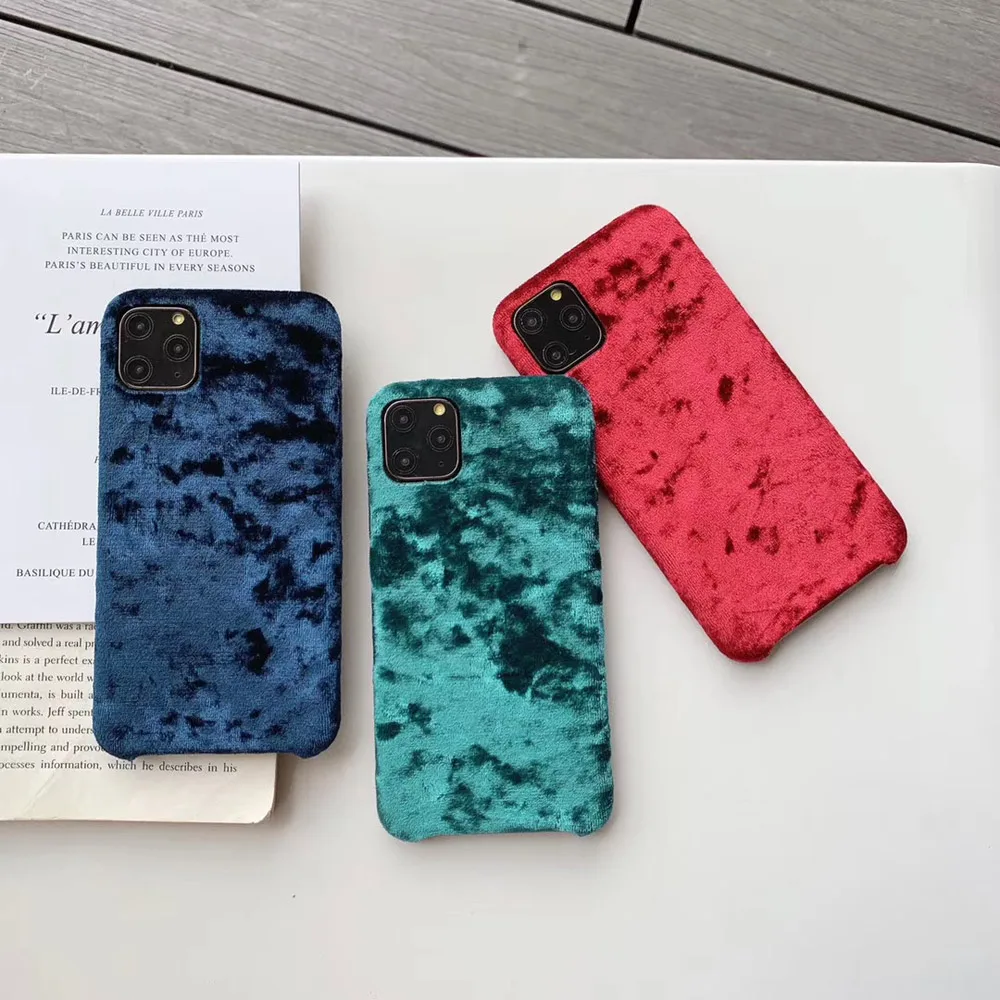 Fashion Velvet Plush Fabrics Smooth Case For iPhone 7 8 6 6s Plus Solid Color Warm Soft Back Cover For iPhone 11 Pro X XR XS Max