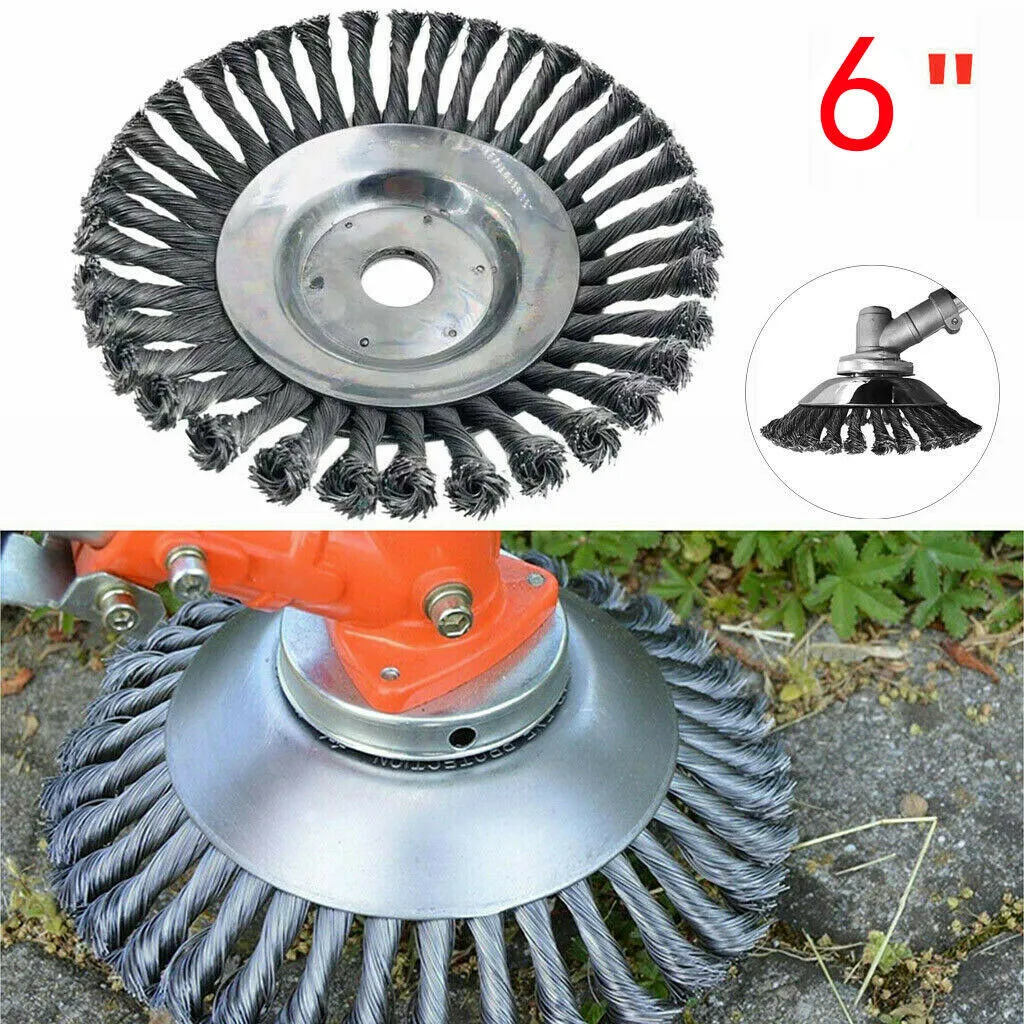 150mm 6/8 дюймовая профессиональная проволока из углеродистой стали, устойчивая к разрыву, закругленная кромка, триммер для сорняков, головка для газонокосилки, садовая щетка для сорняков, газонокосилка - Цвет: 150mm