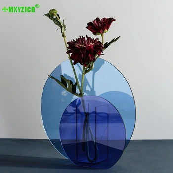 

Nordic Acrylic Geometric Vase Ornaments Living Room Bedroom Insert Artist Home Decoration Accessories Hydroponic Flower Pot