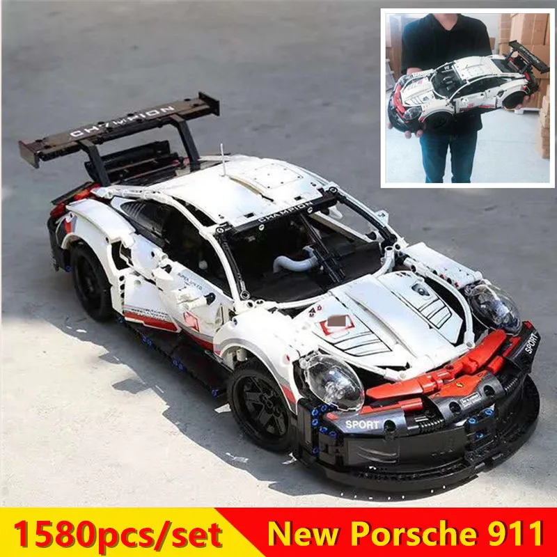

Led lighting version Technic series White Super Racing Car fit technic city Model kits Building Blocks Bricks Toys gift