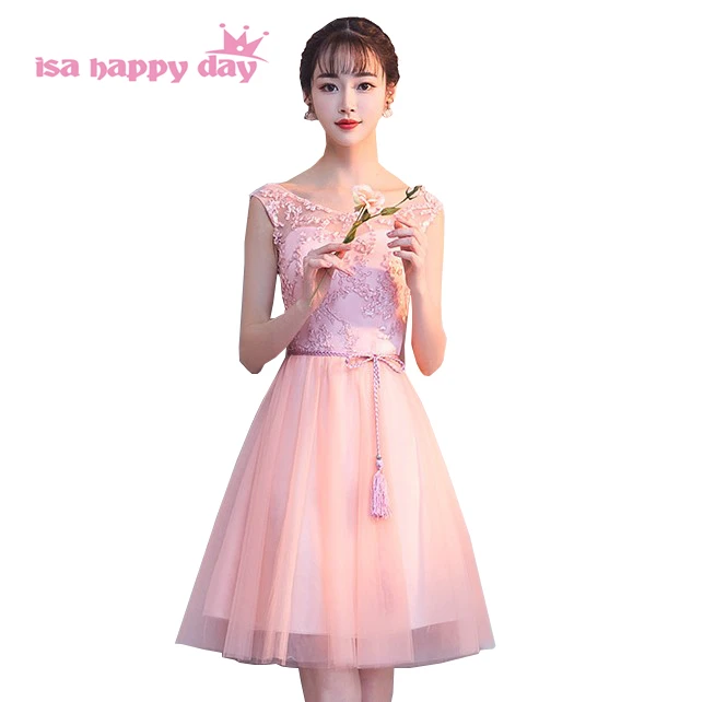 Robe de soiree/, кружевное платье для невесты с длинным рукавом на спине, вечерние платья для подружки невесты, розовое Персиковое бальное платье, W4314