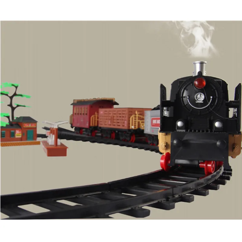 High Simulation Steam spray 2.4G RC Steam Train 666CM Large Track Railway DIY Assembly RC Toy Sound Smoking Effect Train  Tracks 4