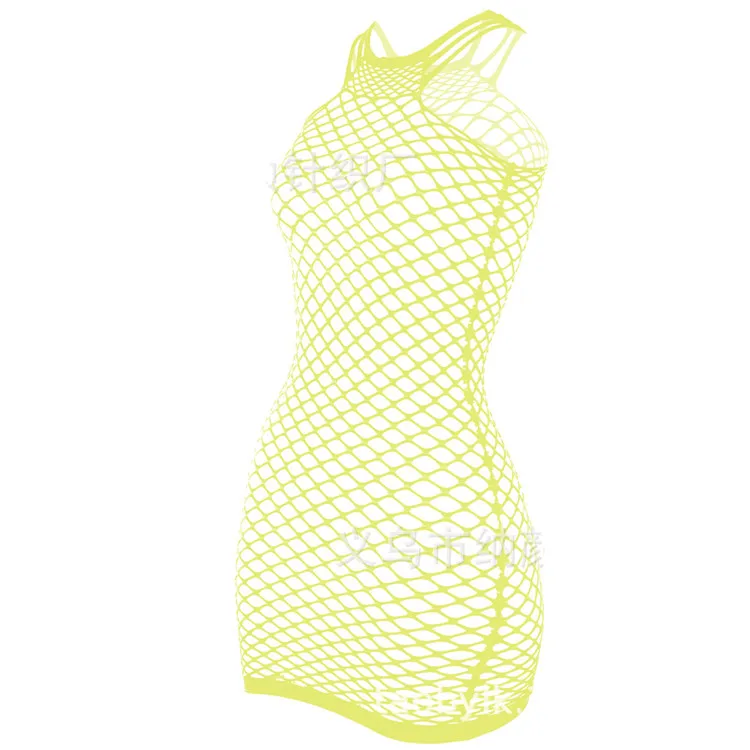 yellow 32 Порно Тедди babydoll большой размер сексуальное дамское белье сексуальные пижамы Рыбная сетка Кружева Соблазнительная завязка ночная рубашка интимные товары - Цвет: yellow 32
