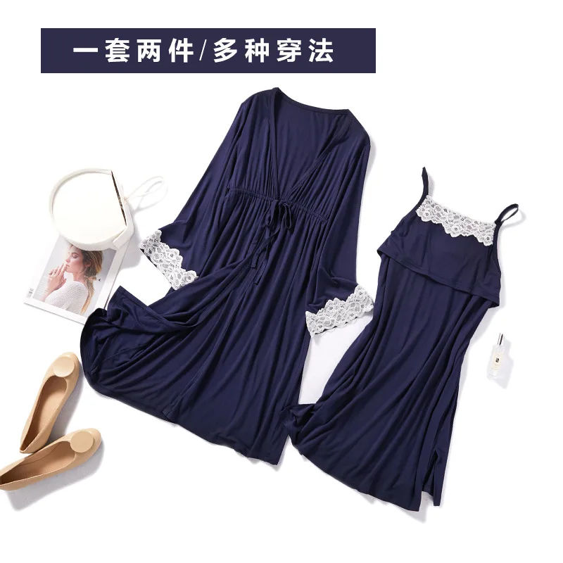 2Pcs/Set Pregnancy Maternity Nursing Dress  Nursing Pregnant  Breastfeeding Pajamas Sleepwear  Nightgown Elegant Maternity