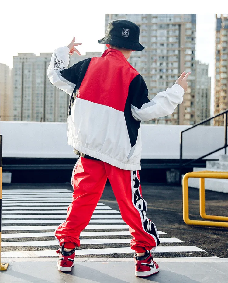 Костюм Джаз-танец хип-хоп для маленьких мальчиков костюм в стиле хип-хоп для девочек Свободная Осенняя детская одежда в Корейском стиле в стиле хип-хоп с длинными рукавами