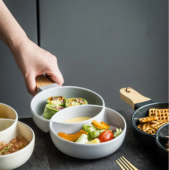 1 PC Nordic Ceramic Plate Tray Snack Nut Salad Plate Household Tableware Fruit Plate Dumplings Dish Tableware