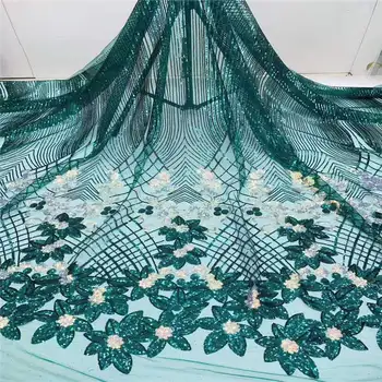 

African Sequins Lace Fabric 2020 High Quality Lace French Tulle Lace Fabric For Wedding Dress Nigerian Lace Fabrics JAUN