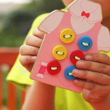 Монтессори нашивные пуговицы бусины шнуровочная доска деревянные игрушки Обучающие Обучение Дети Искусство и ремесла игрушки для детей