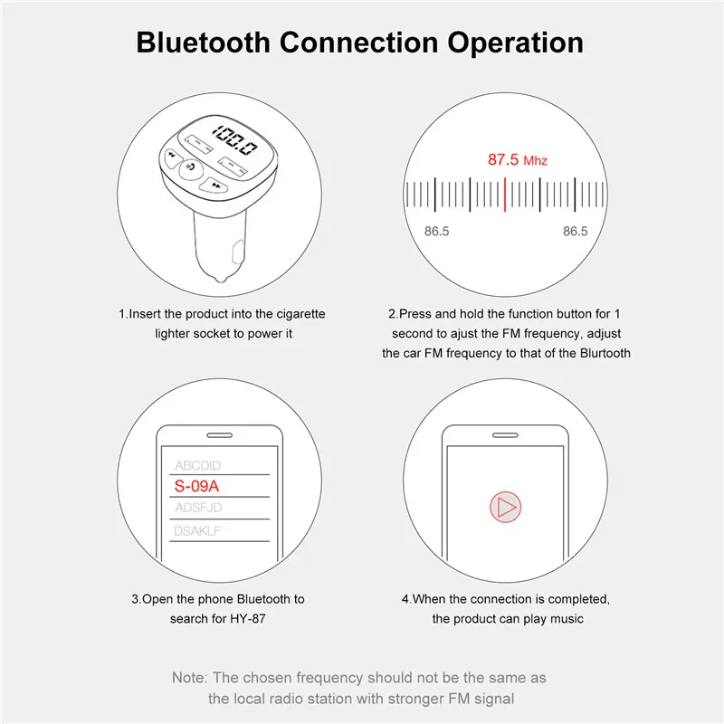 USLION Bluetooth MP3 плеер автомобильное зарядное устройство 5,0 комплект fm-передатчик со светодиодный USB 3.0A быстрое зарядное устройство дисплей напряжения SD музыкальный плеер