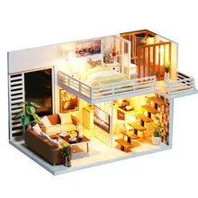 IIE создаем миниатюры для кукольного домика Diy Кукольный дом мебель со светодиодный 3D набор деревянных игрушек подарок на день рождения игрушки для детей кукольный домик