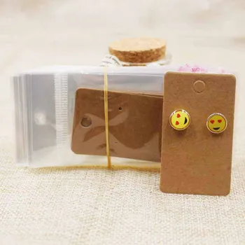 

Wholesale retangular black/brown stud earring display card tag earring display hang tag card 200pcs +200 plastic bag