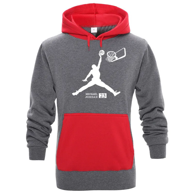 Модная брендовая зимняя Новинка JORDAN 23 с буквенным принтом Черная мужская Толстовка Новинка мужские толстовки пуловер новая мужская одежда - Цвет: gray red