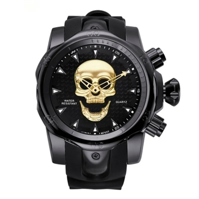 

2020 new ghost head skull men's watch sports tide watch waterproof silicone band large dial watch watch men