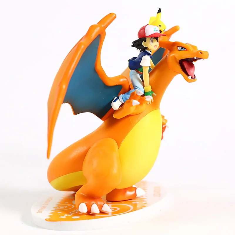 Аниме Монстры пепел Кетчум Сатоши езда на Charizard ПВХ фигурка Коллекционная модель игрушки