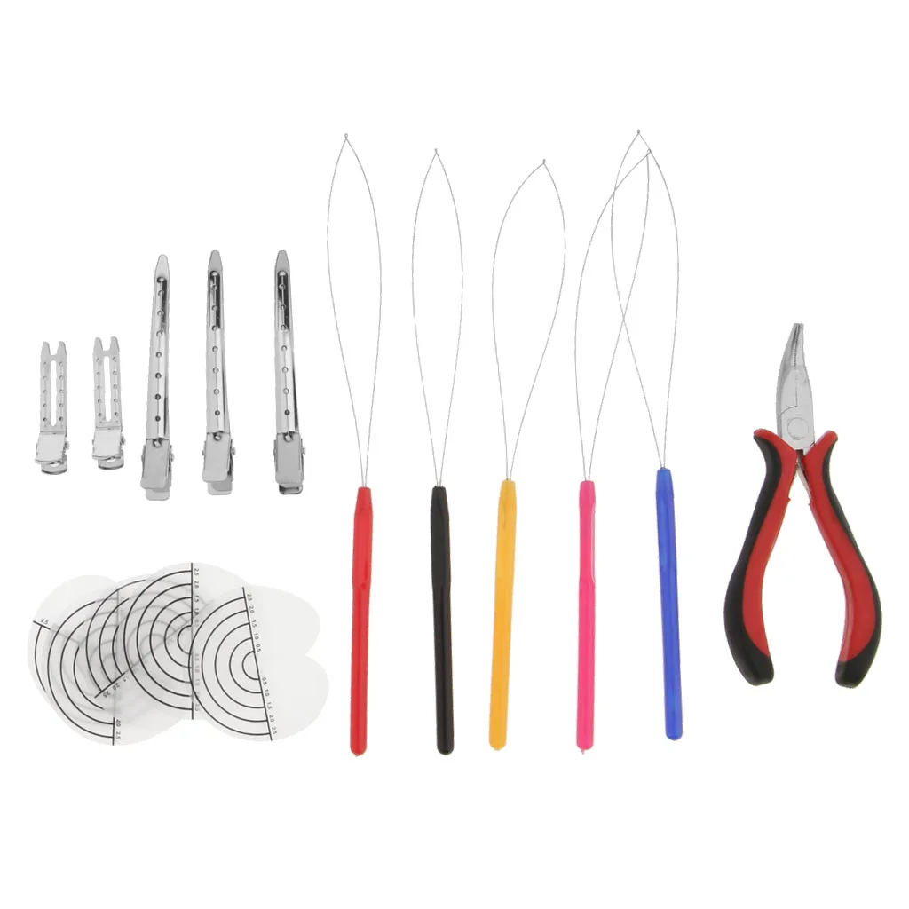Hair Extensions Pliers & Hook Needle With Clip And  Shield Tools Kit Set