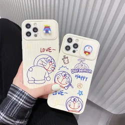 Caixa de telefone deslizante bonito dos desenhos animados de doraemon para iphone 12mini/12promax/11pro/11prmax/8p/x/xs/xr/se/xsmax /7/8/se/telefone de casal cobrir