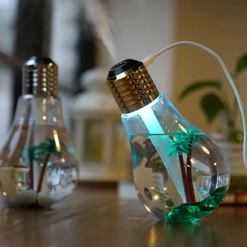 

Night Creative Bottle Bulb Shape Ultrasonic Humidifier Office Mini Aroma Diffuser Aromatherapy Mist Maker USB plant LED